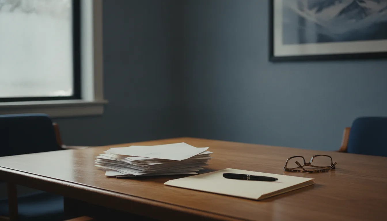An Anchorage consultation table with medical bills and a closed folder, no injuries shown